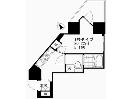 アイディ西五反田(1K/7階)の間取り写真