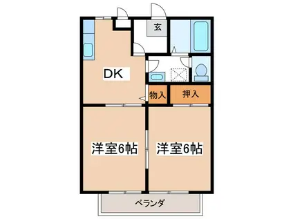 サンパークA(2DK/1階)の間取り写真