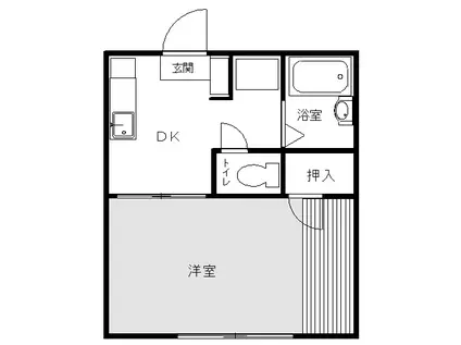 パシフィックハイツII(1K/2階)の間取り写真
