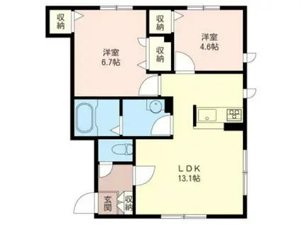 ハイビューティフルA(2LDK/1階)の間取り写真