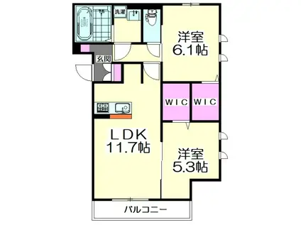 AILE六町(2LDK/2階)の間取り写真