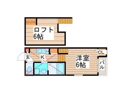 ハーモニーテラス大和町IV(1K/1階)の間取り写真