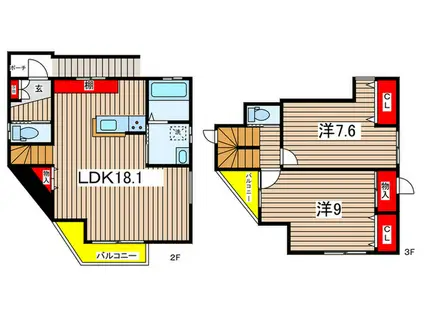 KENIX奥戸(2LDK/2階)の間取り写真