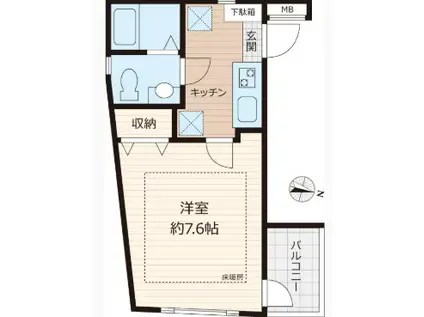 ピアコートTM東武練馬(1K/2階)の間取り写真