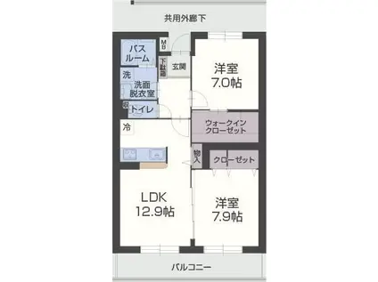 アヴィエント(2LDK/3階)の間取り写真