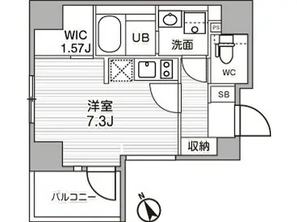 シーズンフラッツ武蔵小山(ワンルーム/12階)の間取り写真
