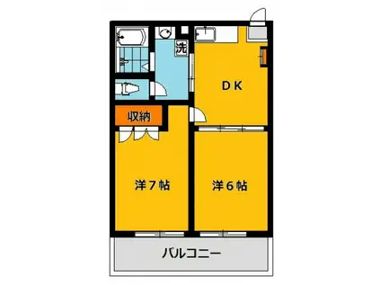 ホワイトローズⅠ(2DK/2階)の間取り写真