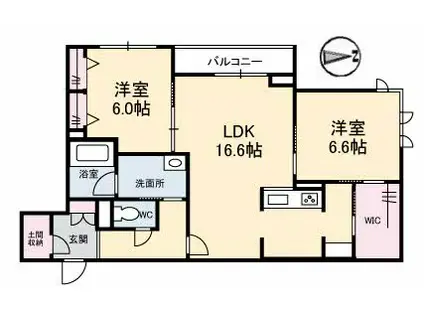 マグノリア カリーノ(2LDK/2階)の間取り写真