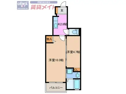 エレガンス・セレノ(1SK/1階)の間取り写真