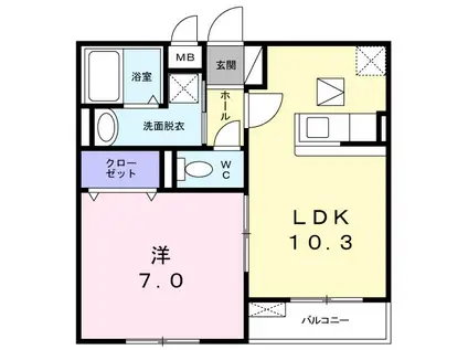 モーションブルー・K(1LDK/1階)の間取り写真