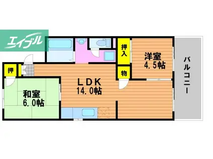 プロムナード中仙道 II(2LDK/1階)の間取り写真