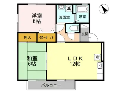 リヴァ―ジュ(2LDK/2階)の間取り写真