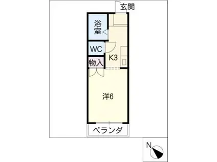 シャンポール森山(1K/2階)の間取り写真