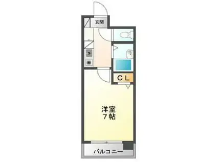 エステート記念橋 大幅リフォーム・UB交換済み(1K/4階)の間取り写真