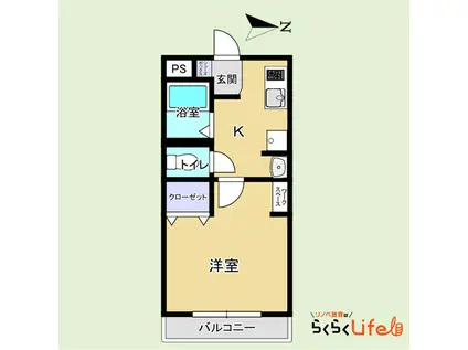 ビューハイム(1K/4階)の間取り写真