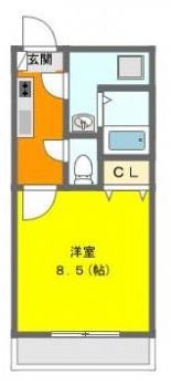 リュミエール(1K/1階)の間取り写真