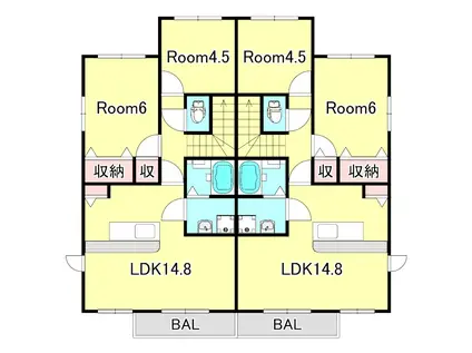 サンクリエート本綾野(2LDK/2階)の間取り写真