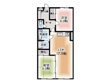 バルモアール(2LDK/1階)の間取り写真