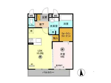 グレイスコート(1LDK/2階)の間取り写真