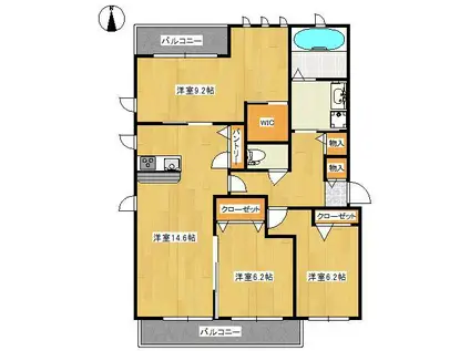 ロアーブル六番館(3LDK/2階)の間取り写真