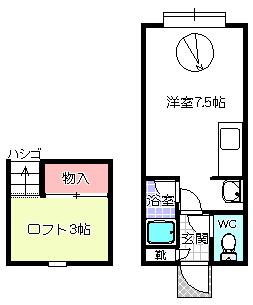 インペリアル寺田(ワンルーム/1階)の間取り写真