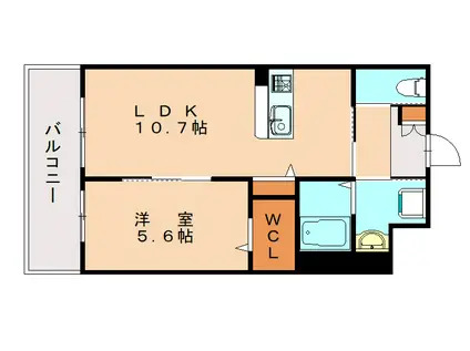 前原北2丁目(1LDK/2階)の間取り写真