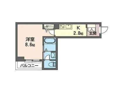 ベルタスI(1K/3階)の間取り写真