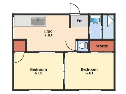 LATTE(2DK/1階)の間取り写真