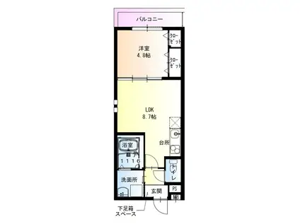 フジパレス遠里小野イースト(1LDK/1階)の間取り写真