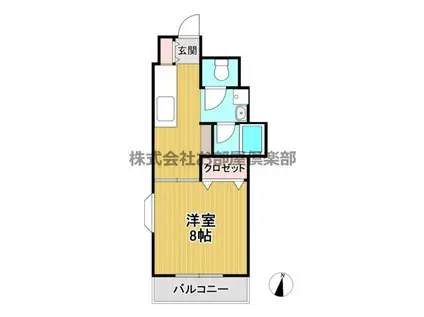 プレジデント御井(1DK/2階)の間取り写真