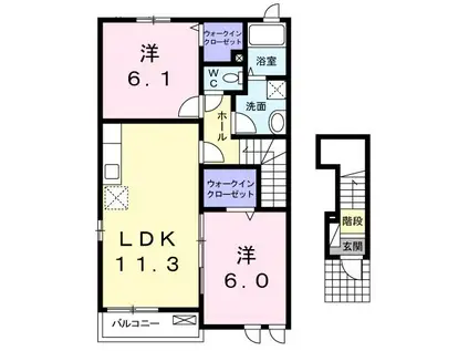 ライフ ライズB(2LDK/2階)の間取り写真