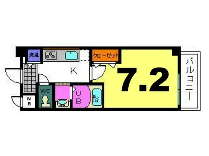 シャルマンフジ天神橋リバーサイト(1K/3階)の間取り写真