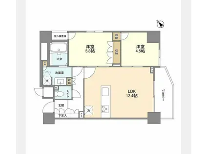 LASANTE五反田 ラサンテ五反田(2LDK/14階)の間取り写真
