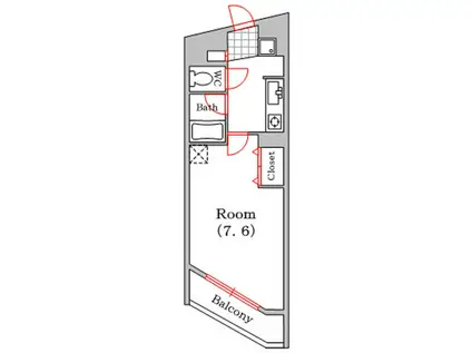 ル・パピヨンSP(1K/9階)の間取り写真