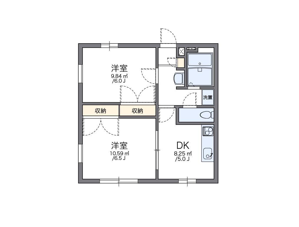 レオパレスしおかぜII(2DK/1階)の間取り写真