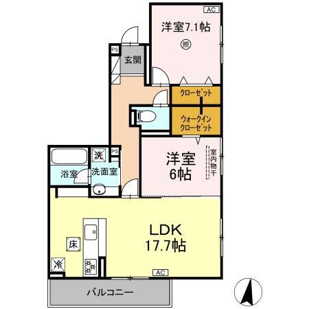 SINFARIA六本松(2LDK/3階)の間取り写真