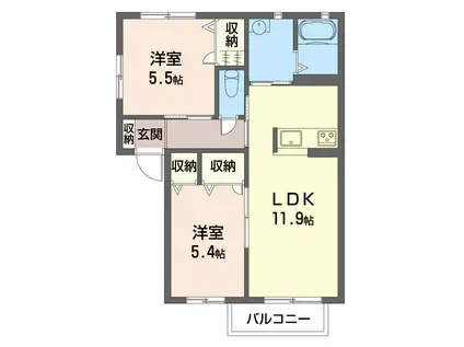 ハピーハイツ(2LDK/2階)の間取り写真