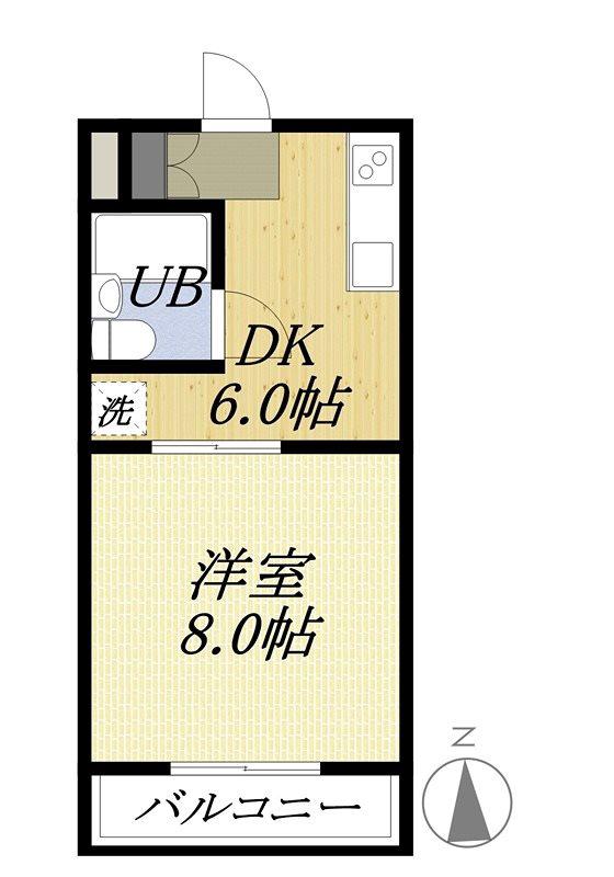リバーハイツ今之浦II(1DK/3階)の間取り写真