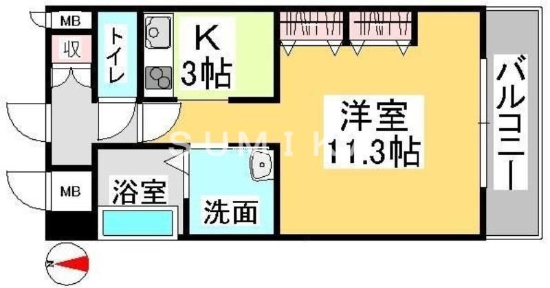 クレストシティ中井町(1K/7階)の間取り写真