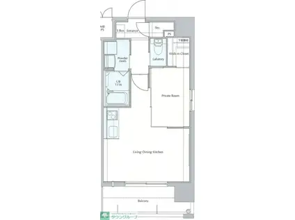 ネストピア西新(1LDK/8階)の間取り写真