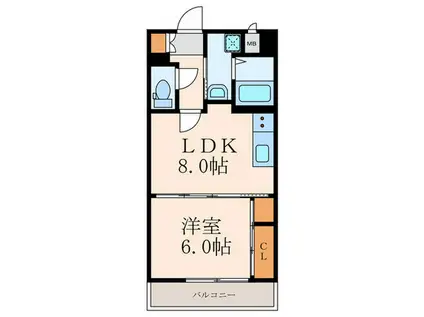 ヒット砂津ビル(1LDK/6階)の間取り写真