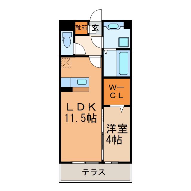 ウヴェルテュール(1LDK/1階)の間取り写真