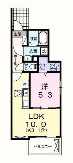シャンモワノ(1LDK/1階)の間取り写真
