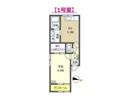 スターブルーII(1DK/2階)の間取り写真