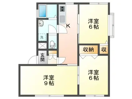 ファンタジスタ勝央 D棟(2LDK/2階)の間取り写真