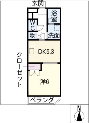 BONHEUR住友(1DK/1階)の間取り写真