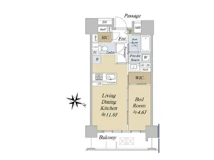 アクシルコート日本橋浜町(1LDK/9階)の間取り写真