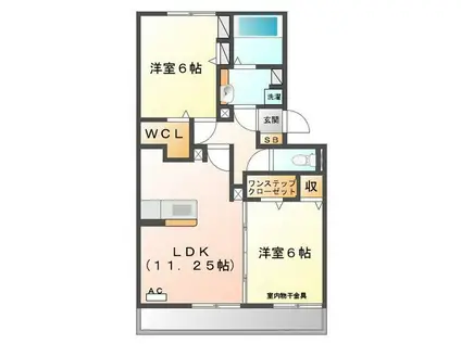 イーストタウン A(2LDK/1階)の間取り写真