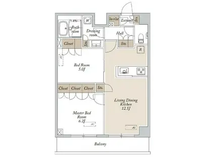 HF東尾久レジデンス HF東尾久レジデンス(2LDK/5階)の間取り写真