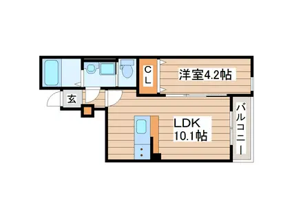 プランドール長町(1LDK/1階)の間取り写真